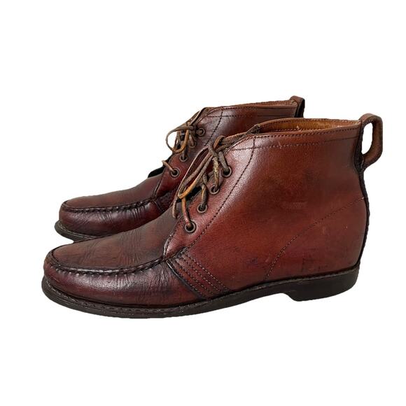 Vtg GOKEY SAUVAGE Brown Leather Chukka Boot Gro-Cord King Ankle Lace Up Men Sz 9 - Picture 2 of 16